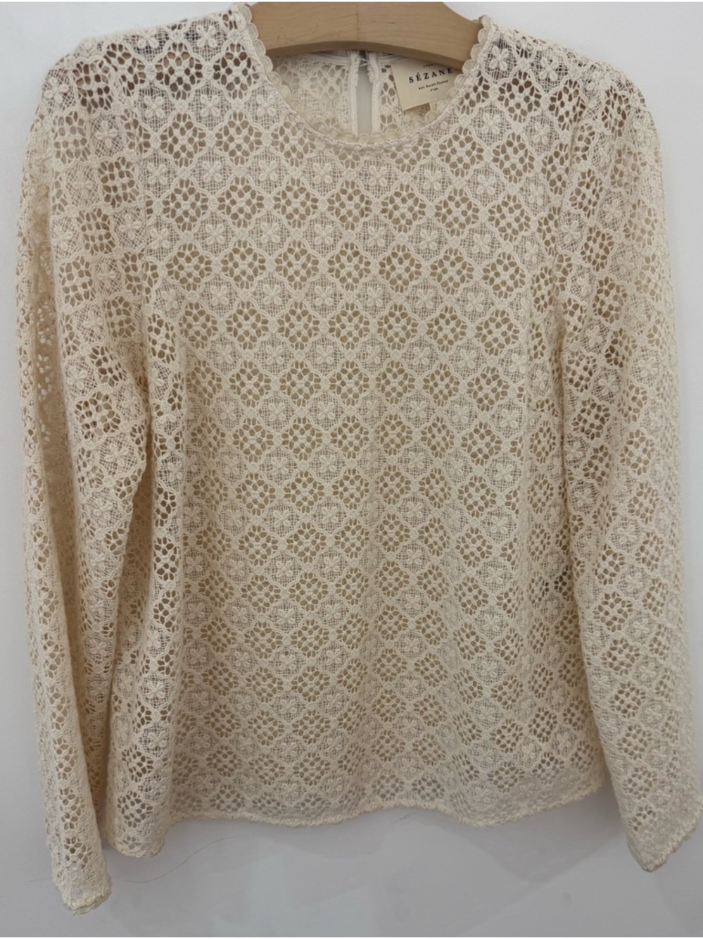 Sezane Lova Crochet Blouse in Beige - Size 2